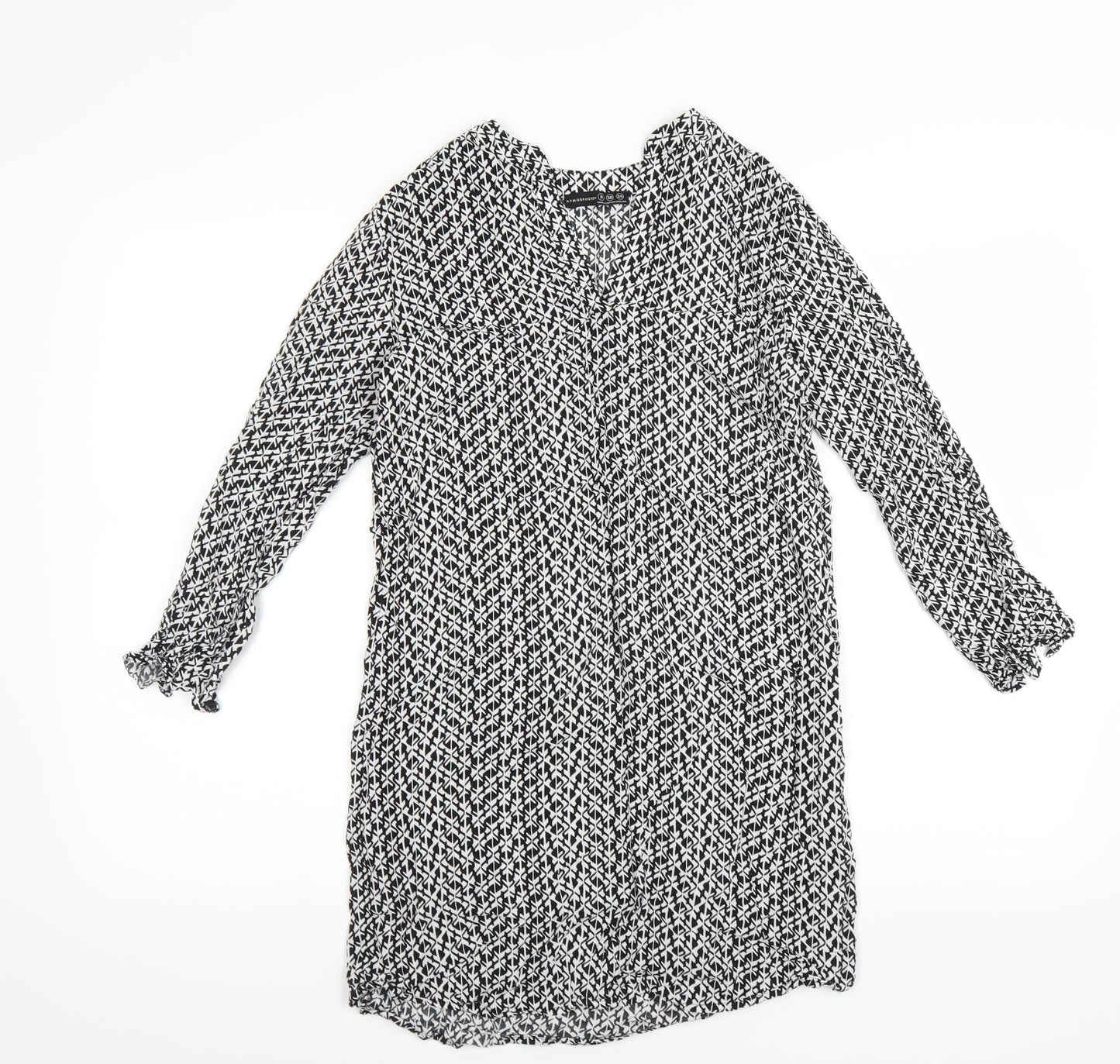 Primark Womens Black Geometric  Basic Blouse Size 8