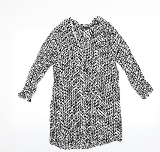 Primark Womens Black Geometric  Basic Blouse Size 8