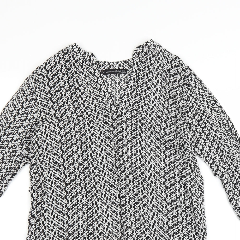 Primark Womens Black Geometric  Basic Blouse Size 8