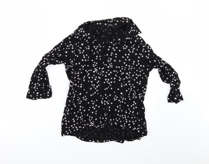 Womens UK Size 10 Papaya Black Basic Button-Up