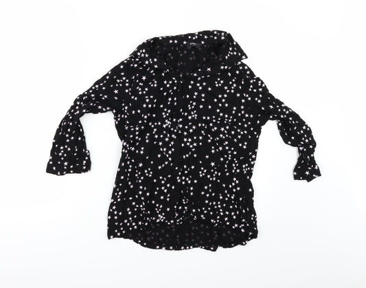 Womens UK Size 10 Papaya Black Basic Button-Up