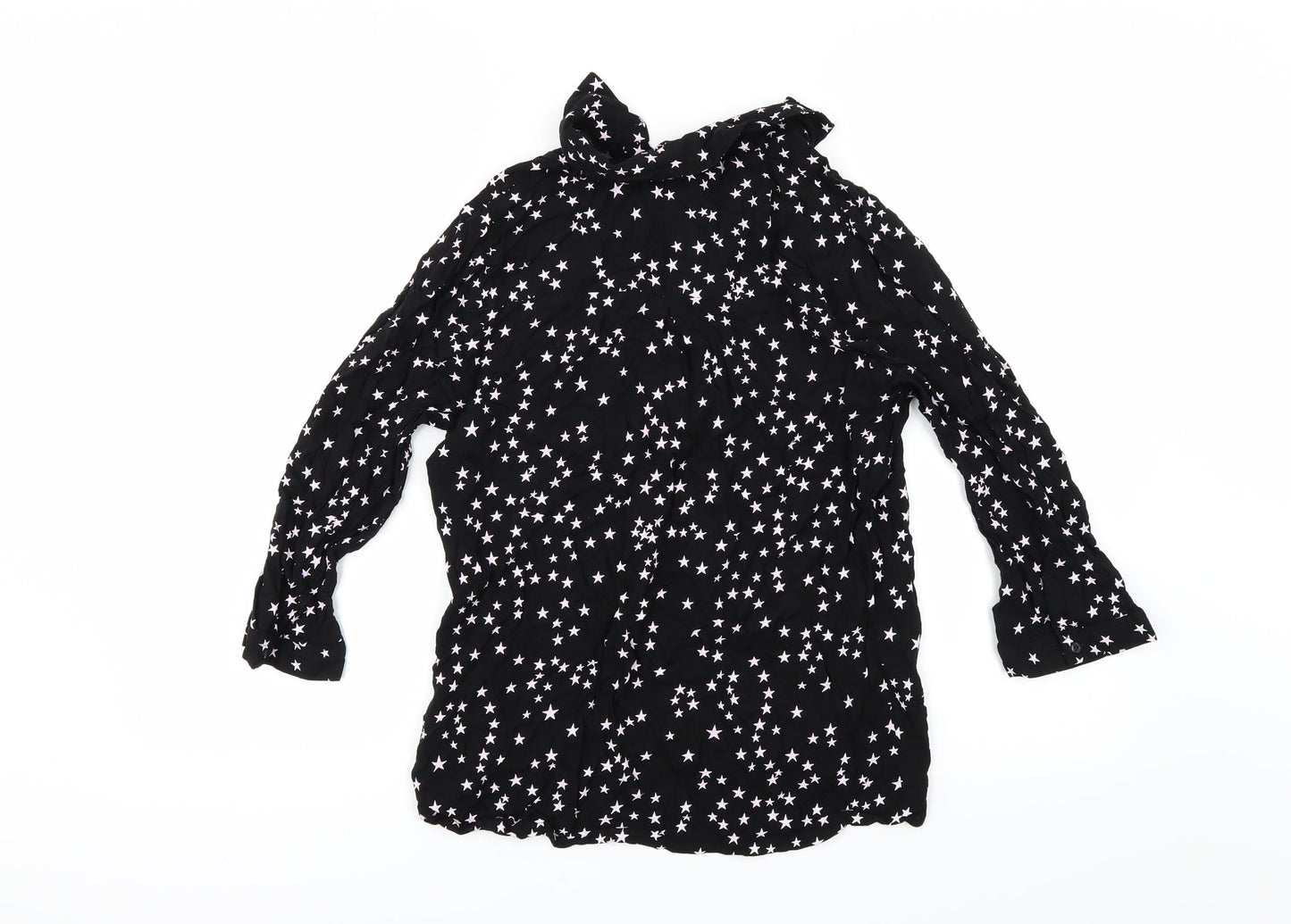 Womens UK Size 10 Papaya Black Basic Button-Up