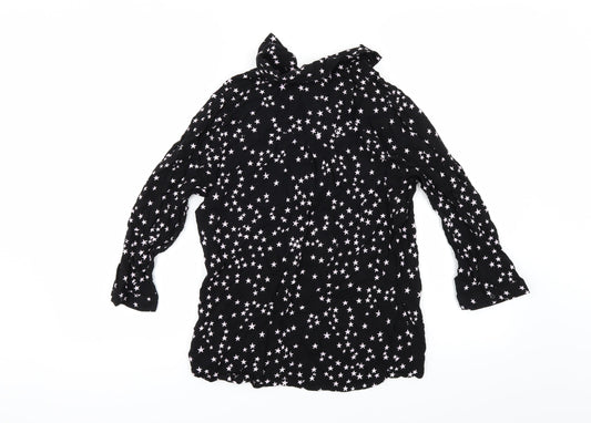 Womens UK Size 10 Papaya Black Basic Button-Up
