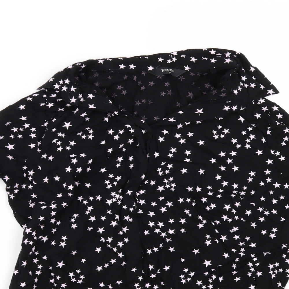 Womens UK Size 10 Papaya Black Basic Button-Up