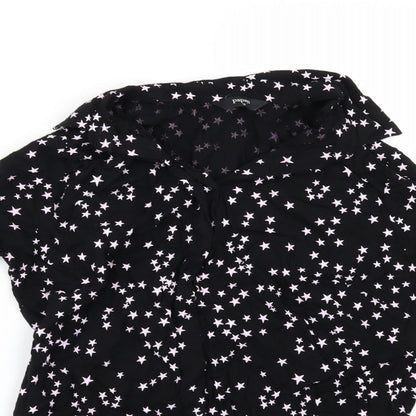 Womens UK Size 10 Papaya Black Basic Button-Up