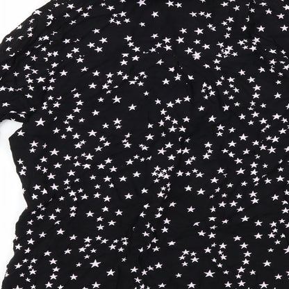 Womens UK Size 10 Papaya Black Basic Button-Up