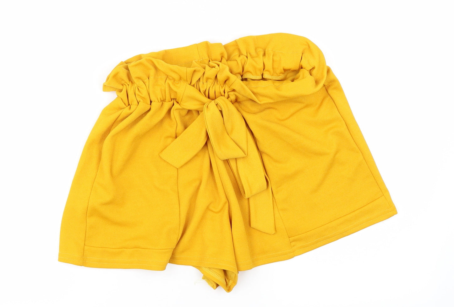 PRETTYLITTLETHING Womens Yellow   Paperbag Shorts Size 6