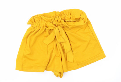 PRETTYLITTLETHING Womens Yellow   Paperbag Shorts Size 6
