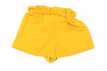 PRETTYLITTLETHING Womens Yellow   Paperbag Shorts Size 6