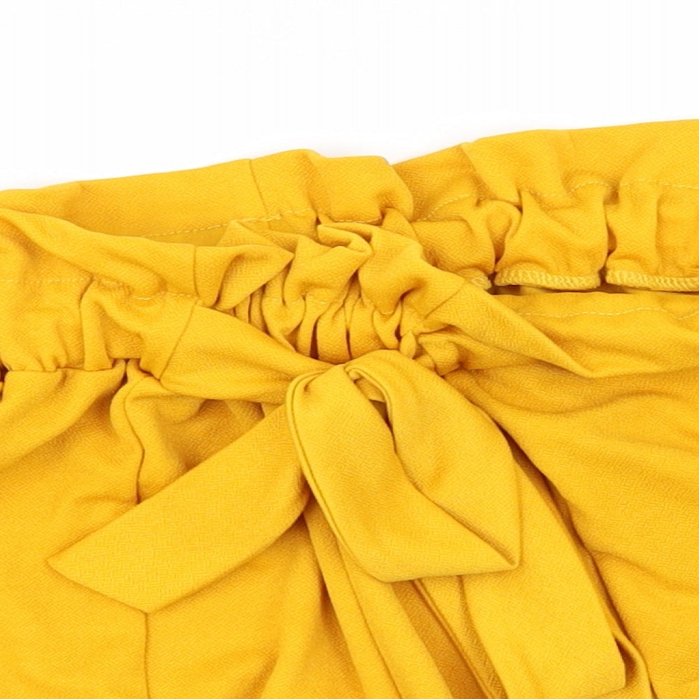 PRETTYLITTLETHING Womens Yellow   Paperbag Shorts Size 6