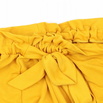 PRETTYLITTLETHING Womens Yellow   Paperbag Shorts Size 6