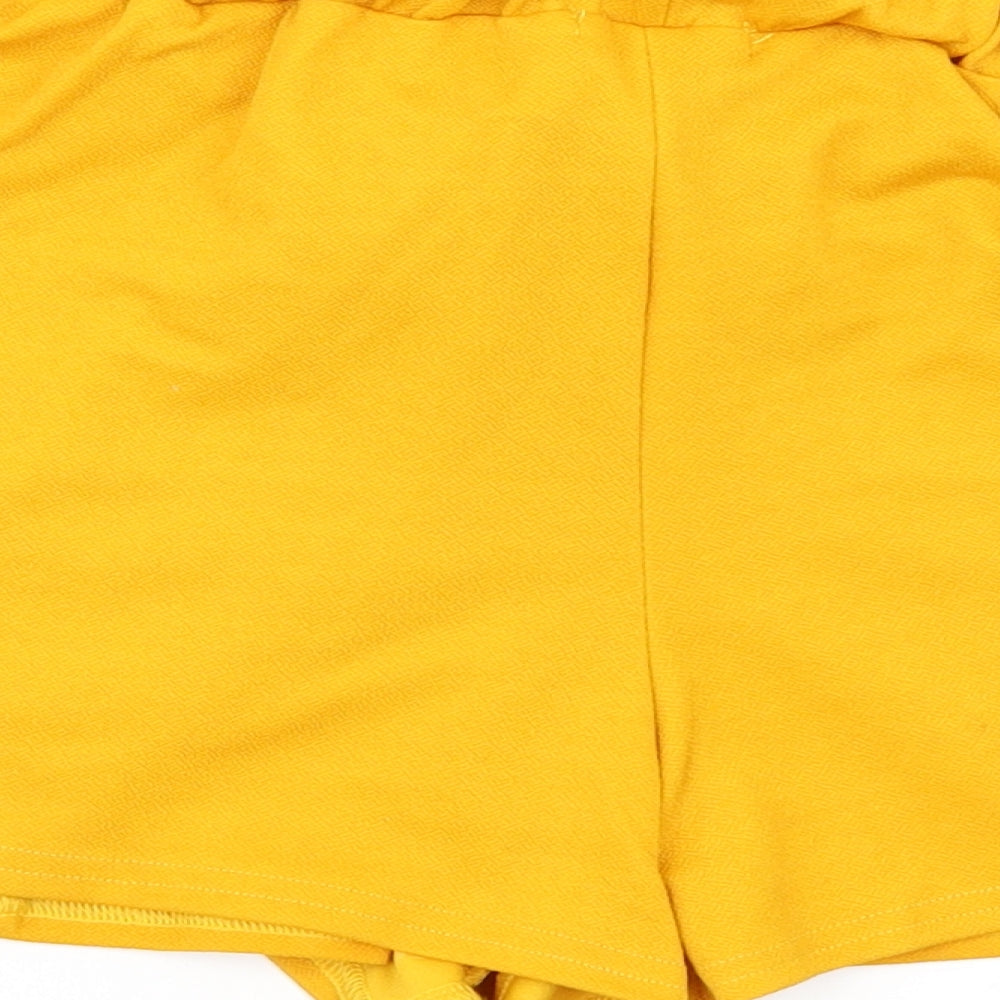 PRETTYLITTLETHING Womens Yellow   Paperbag Shorts Size 6