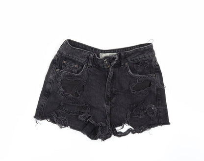 Topshop Womens Black  Denim Cut-Off Shorts Size 26
