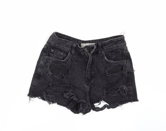 Topshop Womens Black  Denim Cut-Off Shorts Size 26