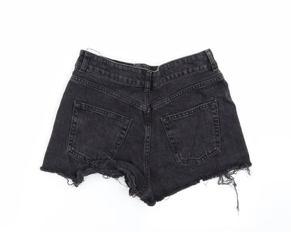 Topshop Womens Black  Denim Cut-Off Shorts Size 26