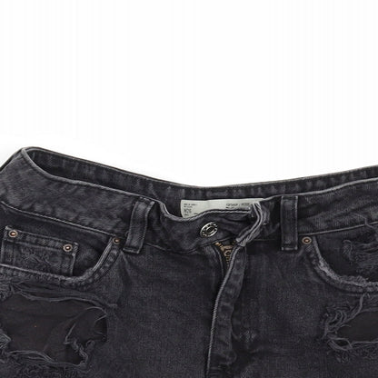 Topshop Womens Black  Denim Cut-Off Shorts Size 26