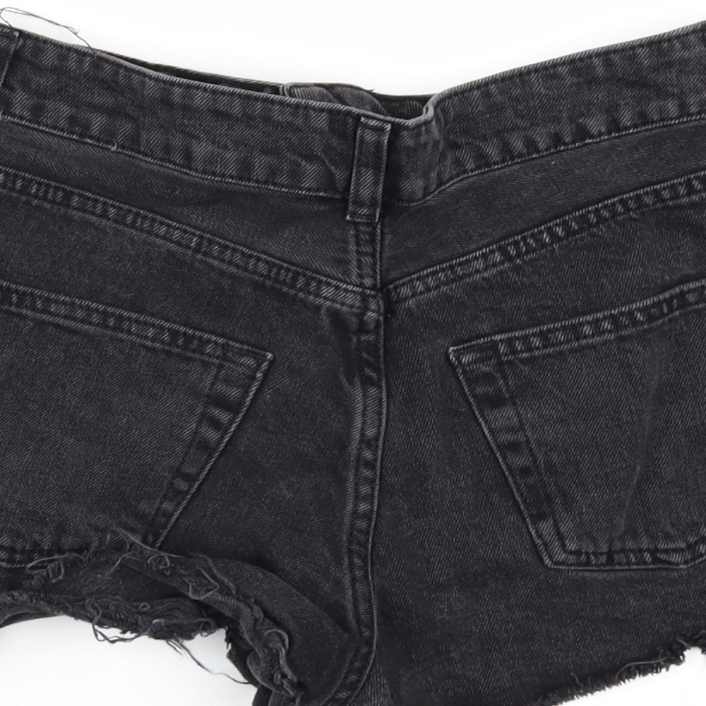 Topshop Womens Black  Denim Cut-Off Shorts Size 26