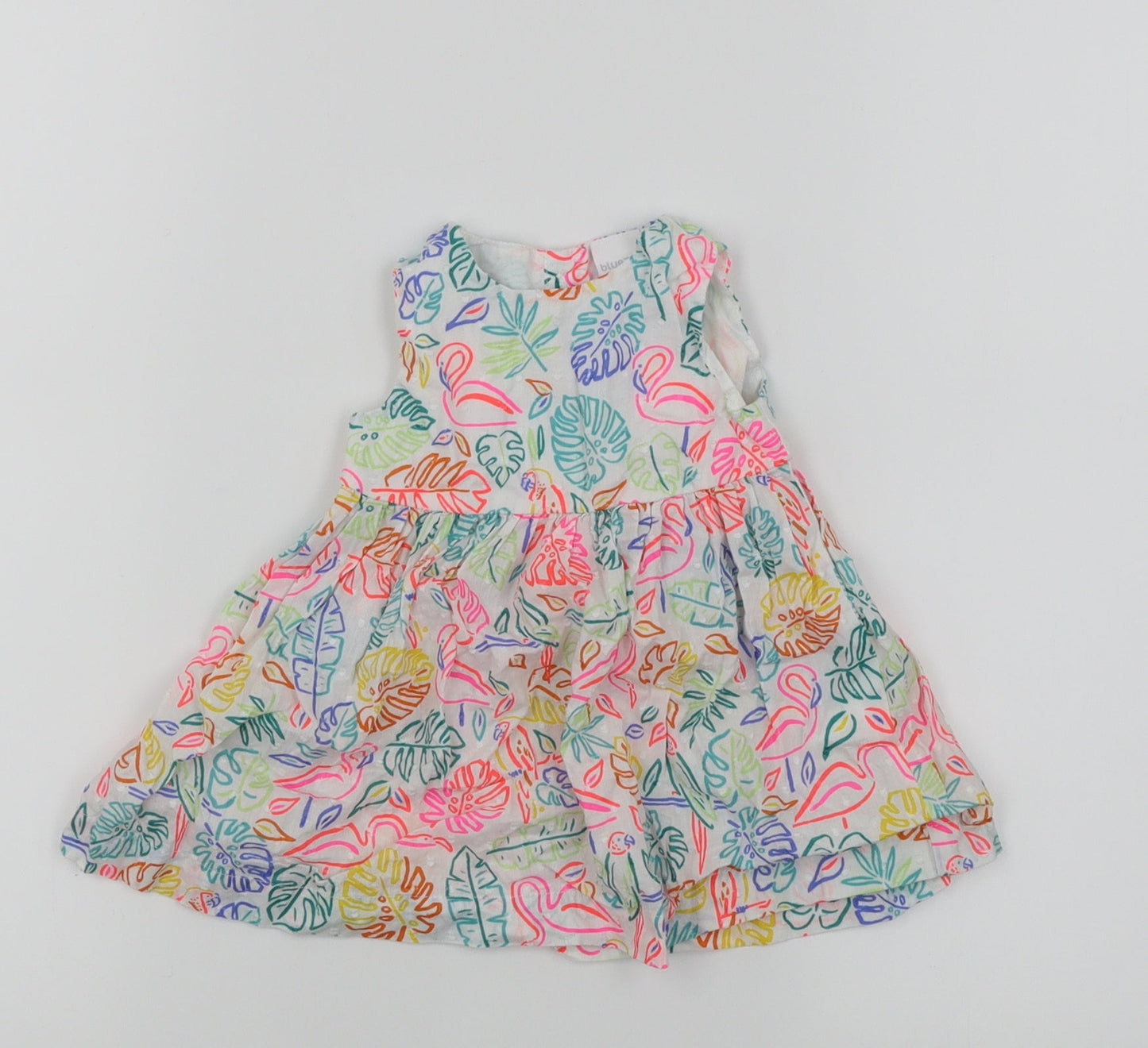Bluezoo Girls White Floral  Skater Dress  Size 3-6 Months
