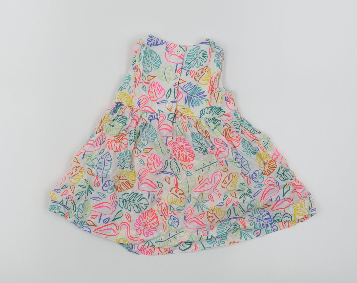 Bluezoo Girls White Floral  Skater Dress  Size 3-6 Months