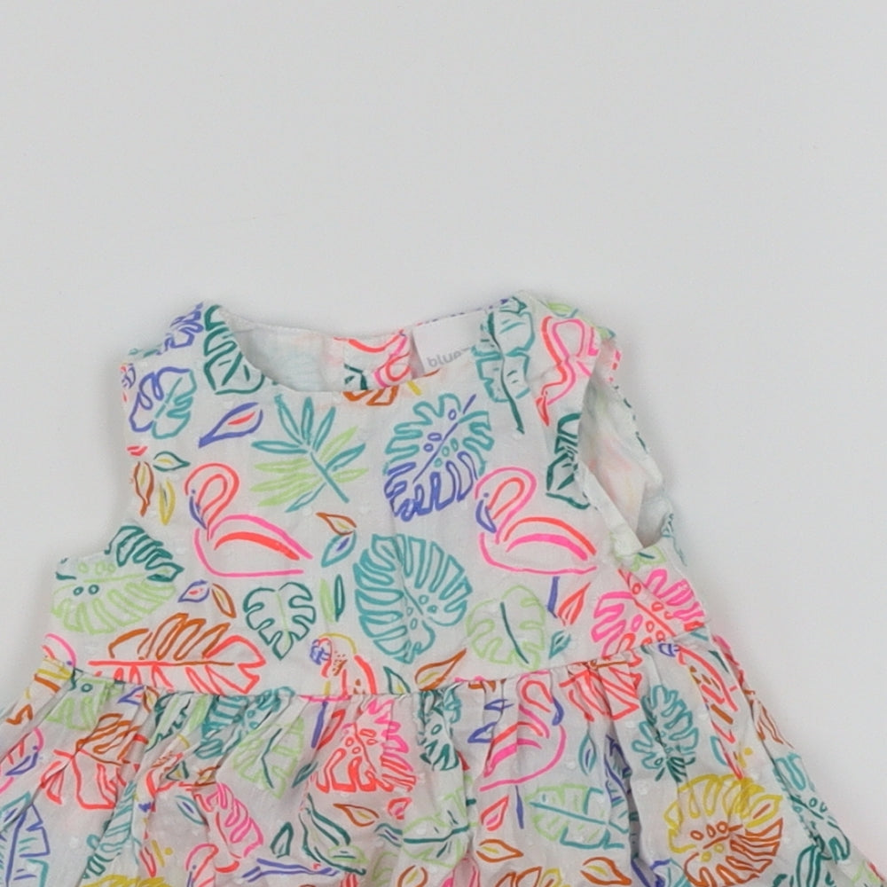 Bluezoo Girls White Floral  Skater Dress  Size 3-6 Months