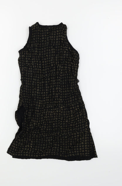 Preworn Girls Black Polka Dot  Fit & Flare  Size 4-5 Years