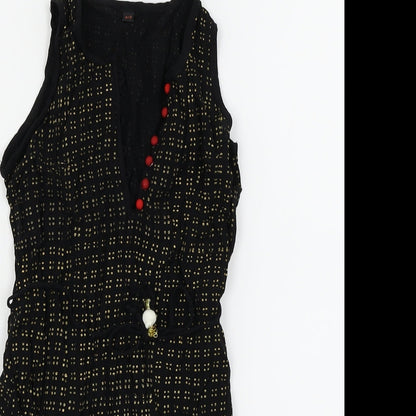 Preworn Girls Black Polka Dot  Fit & Flare  Size 4-5 Years