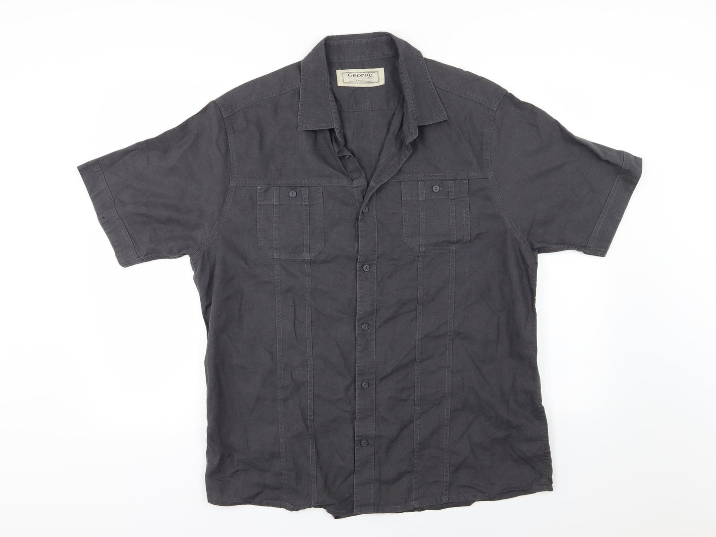 George Mens Grey  Jersey  Button-Up Size L