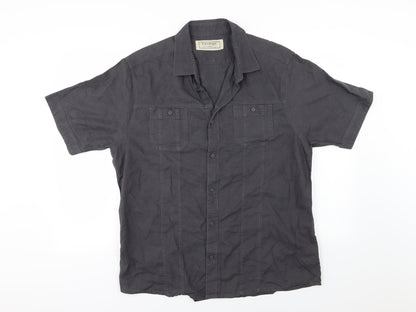 George Mens Grey  Jersey  Button-Up Size L