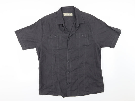 George Mens Grey  Jersey  Button-Up Size L