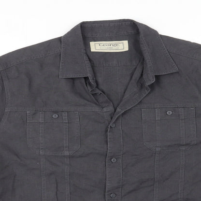 George Mens Grey  Jersey  Button-Up Size L