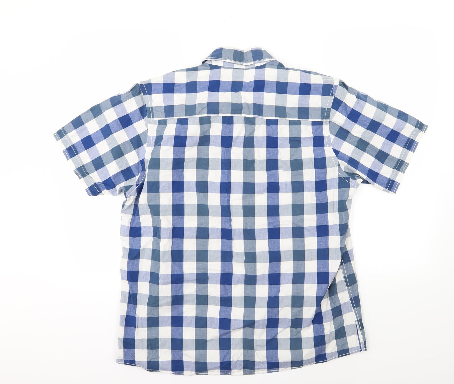 George Mens Blue Check Woven  Button-Up Size L