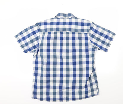 George Mens Blue Check Woven  Button-Up Size L
