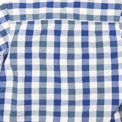 George Mens Blue Check Woven  Button-Up Size L