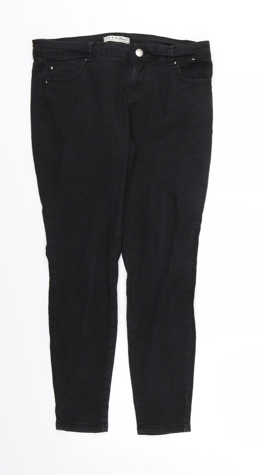 Denim & Co. Womens Black  Denim Skinny Jeans Size 12 L27 in