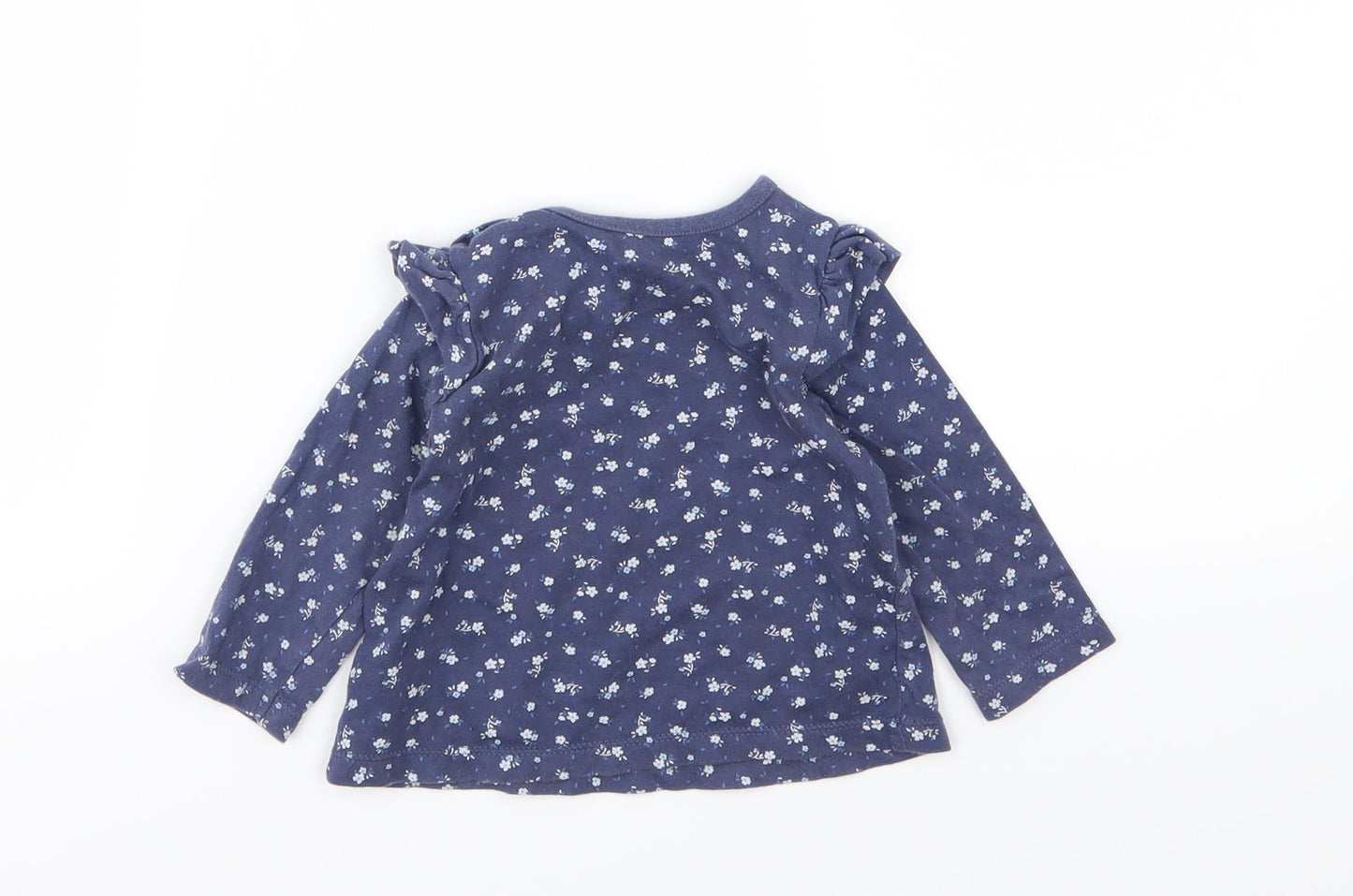 Nutmweg Girls Blue Floral Jersey Basic T-Shirt Size 3-6 Months