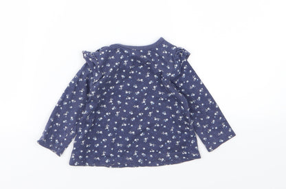 Nutmweg Girls Blue Floral Jersey Basic T-Shirt Size 3-6 Months