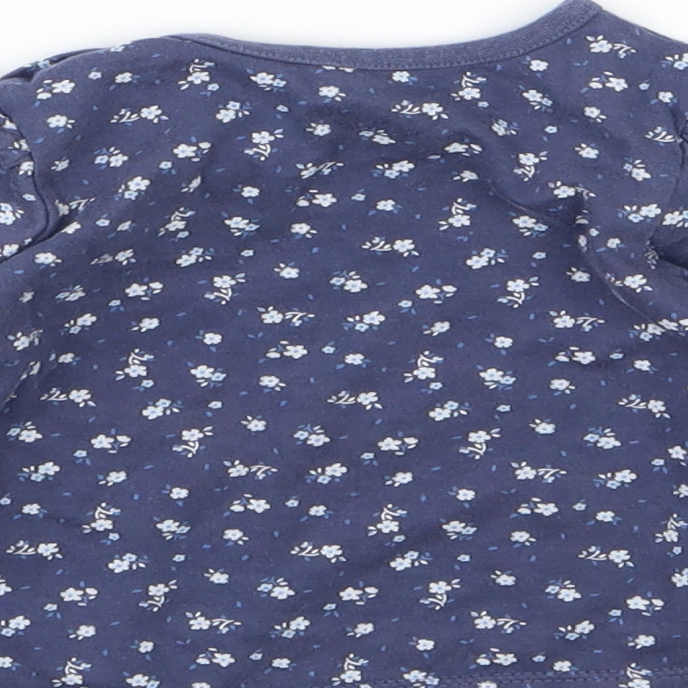 Nutmweg Girls Blue Floral Jersey Basic T-Shirt Size 3-6 Months