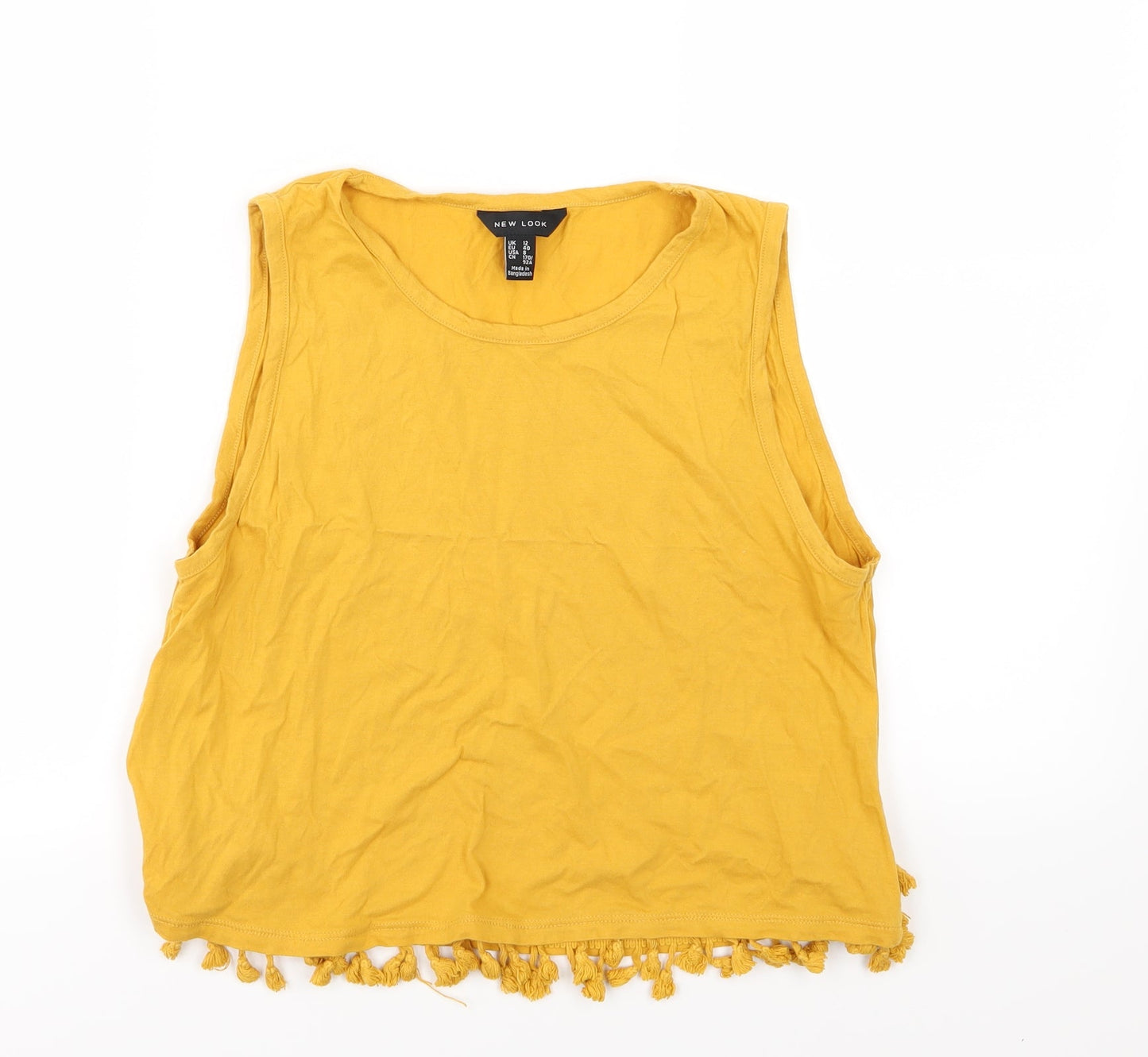 Womens UK Size 12 New Look Yellow Basic Tank