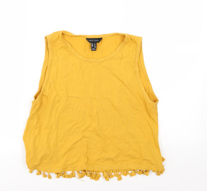 Womens UK Size 12 New Look Yellow Basic Tank