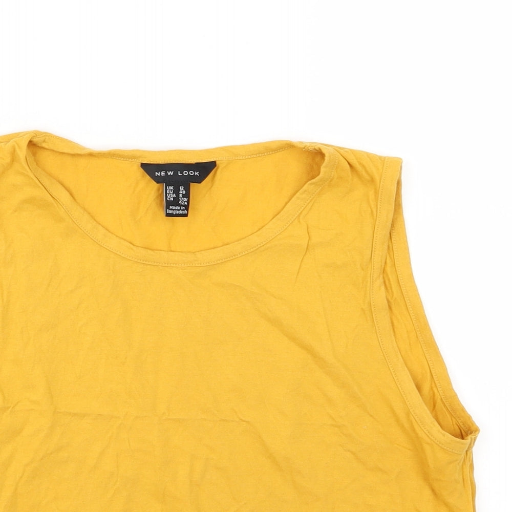 Womens UK Size 12 New Look Yellow Basic Tank