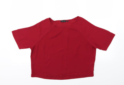 Womens UK Size 8 New Look Red Cropped Blouse