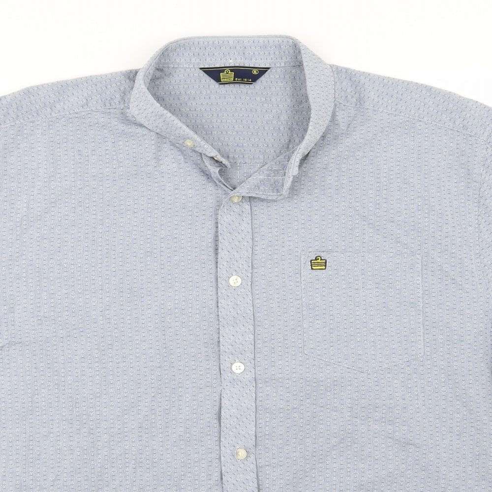 Admiral Mens Blue  Woven  Button-Up Size XL