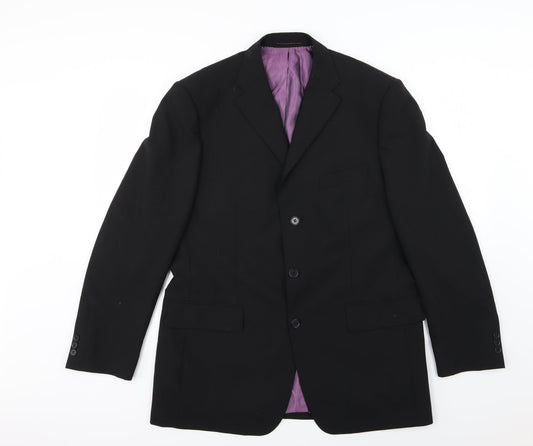 1860 Menswear Mens Black  Rayon Jacket Suit Jacket Size 42