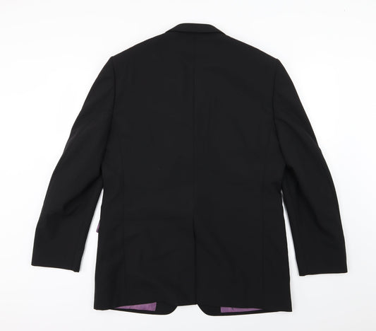 1860 Menswear Mens Black  Rayon Jacket Suit Jacket Size 42