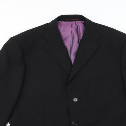 1860 Menswear Mens Black  Rayon Jacket Suit Jacket Size 42