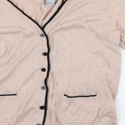 H&M Womens Pink Argyle/Diamond  Cardigan Jumper Size M