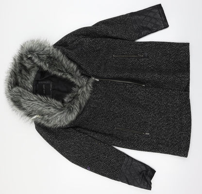 New Look  Womens Grey Herringbone  Overcoat Coat Size 12