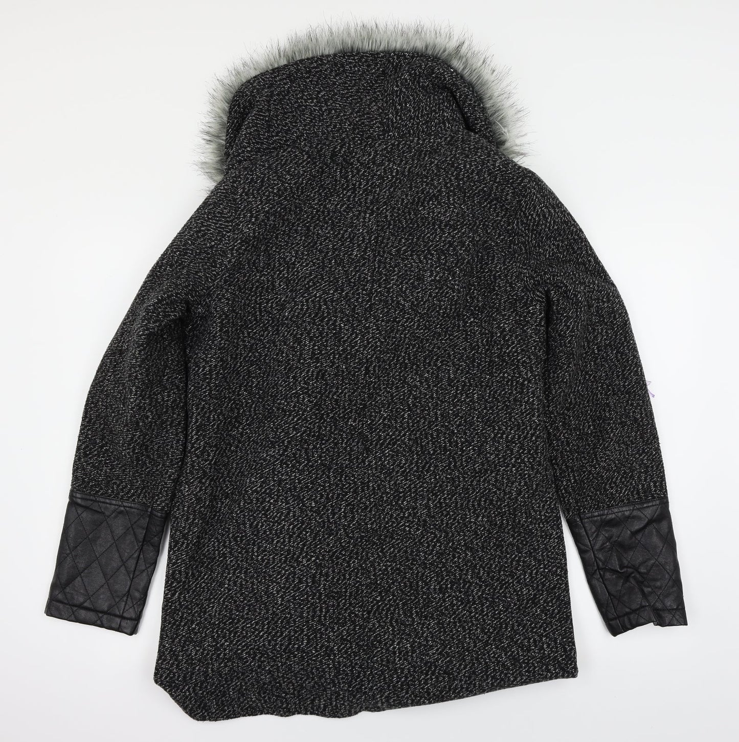 New Look  Womens Grey Herringbone  Overcoat Coat Size 12