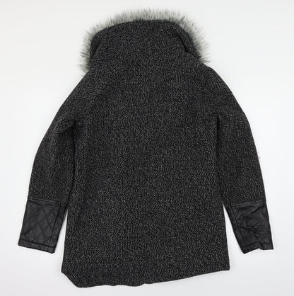 New Look  Womens Grey Herringbone  Overcoat Coat Size 12