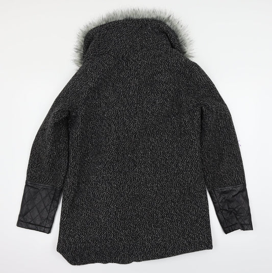 New Look  Womens Grey Herringbone  Overcoat Coat Size 12